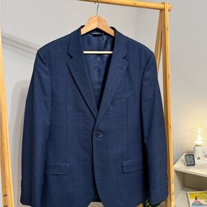 Nautica Dark Blue Two-Button Windowpane Blazer